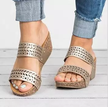 Summer new wedge heel high heel women s sandals foreign trade large size 40-43 35 белый