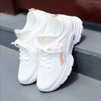 Summer New Women Breathable Sneakers Lightweight Student Casual Sports Shoes Fashion Lace-up Mesh Vulcanize Shoes Tenis Feminino 35 розовый