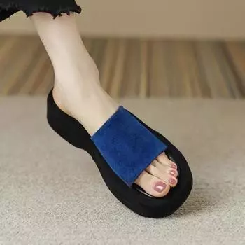 Летние новые женские толстые однотонные верхние туфли с открытым носком, повседневные пляжные сандалии в одну линию, тапочки 35-39 35