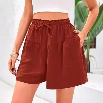 Summer New Women s Beach Casual Fashionable Elegant and Versatile Shorts S чёрный