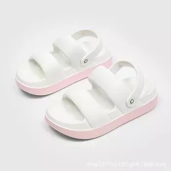 Summer new women s cool slippers color matching casual wear soft-soled beach slippers available 35-36 белый