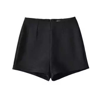 Summer New Women s High Waist Slim Solid Color Shorts Black S