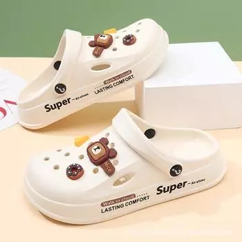 Summer new women s hole shoes platform non-slip wear-resistant fashion leisure outdoor beach bag head drag 35-36 бежевый