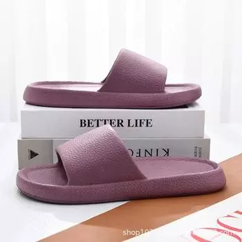 Summer new women s one-word indoor non-slip bathroom slippers solid color two wear casual soft-soled slippers for 36-37 фиолетовый