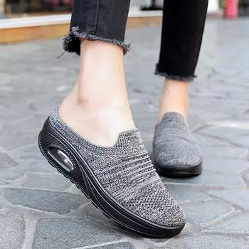 Summer New Women s Shoes Fashionable Breathable Flyknit Women s Shoes Trendy Casual Shoes 35 чёрный