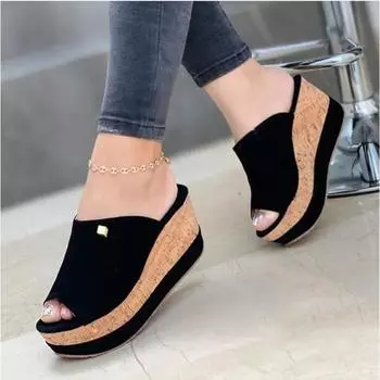 Summer New Women s Shoes Slope With Thick Bottom Slippers Female 35
