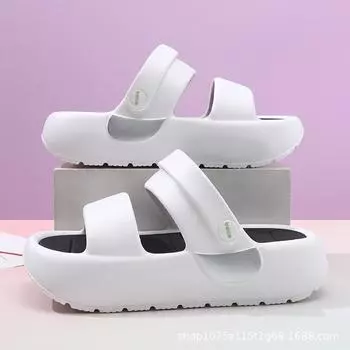 Summer new women s thick bottom one-word drag non-slip wear-resistant fashion simple buckle indoor and outdoor cool slippers 35-36 белый