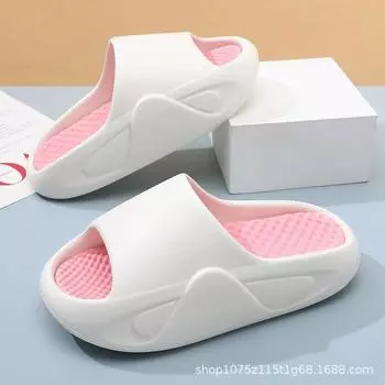 Summer new women s two-color one-word thick-bottomed non-slip and wear-resistant fashion casual outdoor beach cool slippers 36-37