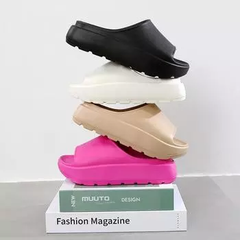 Summer New Women Slippers Couple Beach Slippers Soft EVA Thick Sole Slides Shoes Platform Flat Heel Slippers Casual Sandals 36-37