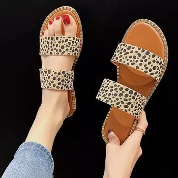 Summer New Women Slippers Flat Bottom Non-slip Outdoor Open Toe Beach Female Rhinestone Sandals Woman Sexy Fashion Slides Women 36 бежевый