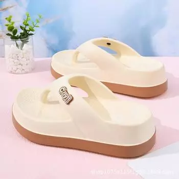 Summer new women wear flip-flops women s leisure heightening seaside vacation beach cool slippers for 35-36 бежевый