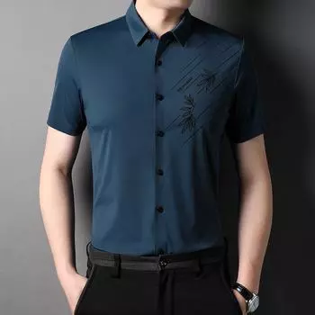 Summer New Young and Middle-Aged Men s Thin Shirt Short Sleeve Lapel Casual Business Cardigan Dad M