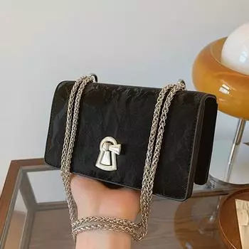 Summer niche single shoulder small bag women s 2024 new versatile ins small square bag fashionable mini chain messenger bag Small чёрный