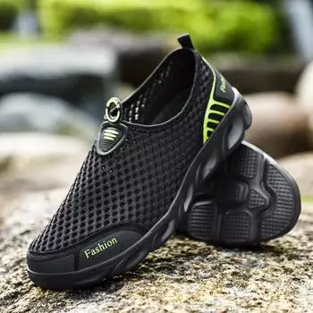 Summer one-pedal mesh hollow mesh cover foot breathable men s shoes summer lightweight couple hole travel shoes 36