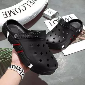 Summer outer wear bag head cool slippers couple thick-soled hole shoes men and women non-slip dual-purpose stepping on shit casual beach shoes 36