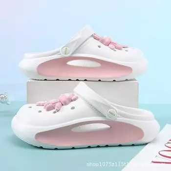 Summer outer wear hole shoes women s non-slip beach outdoor thick-soled bag head fashionable and versatile 35-36 белый