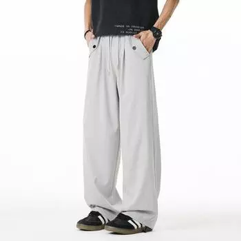Summer Pants for Men, Straight Leg Loose Casual Pants, Ice Silk Pants XXXL
