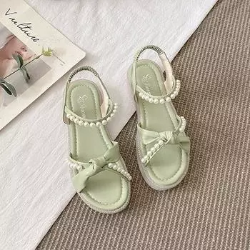 Летние сандалии Pearl Sweet Women 2024, женская обувь на плоской подошве, шлепанцы с открытым носком, пляжные тапочки, повседневные шлепанцы для женщин 35