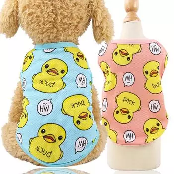 Летняя одежда для собак, щенок, кошка, жилет, рубашка, утка, мультяшная одежда для домашних животных, чихуахуа, футболка, жилет для щенков, йоркширский терьер XS