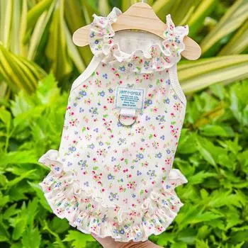 Summer Pet Dog Dog Cat Clothing Clothing Clothes Floral Princess Skirt Thin Breathable XS (bust 30cm 1-1.5kg)