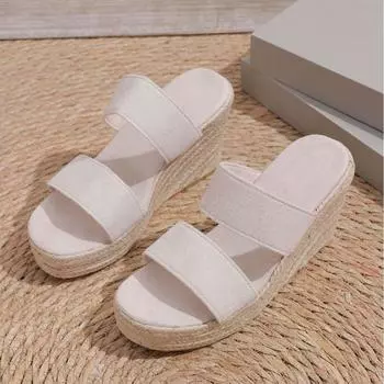 Summer Platform Sandals 35-43 Plus Size Women Peep Toe High Wedges Footwear Comfortable High Heel Slides Beach Slippers 35