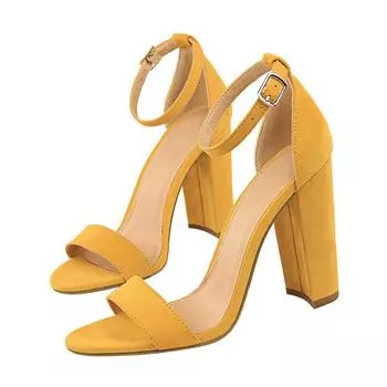 Летние женские босоножки на толстом высоком каблуке 9,5 см, большие размеры 34–43, женские туфли-лодочки на синем каблуке, женские туфли на массивном бордово-желтом каблуке 42 розовый