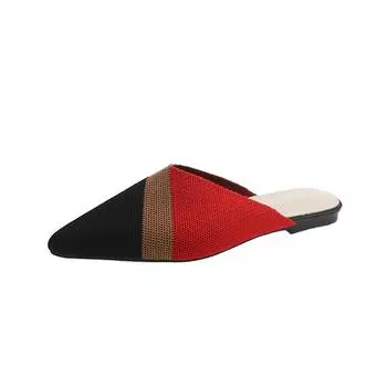 Summer Pointed New Solid Knitted Large Half Slippers Women s Fashion Lightweight Comfortable Simple Flat Shoes Women 35