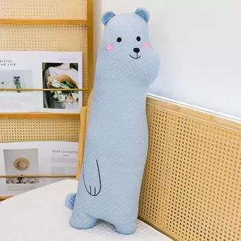 Summer Polar Bear Doll Lying on The Dog Ice Silk Pillow on The Bed Sleeping Long Strips of Legs Clamped Against Pillow Girl Sleeping 80cm
