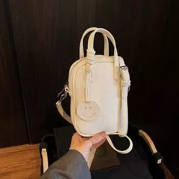 Summer Popular Popular Small Bag Women 2025 New Versitile Fashion Messenger Bag Exquisite Mini Portable Mobile Phone Bag Creamy-white without pendant