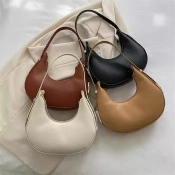 Summer Popular PU Handbag Fashion Versatile High-end Texture Single Tote Shoulder Bag Half Moon Armpit Bag