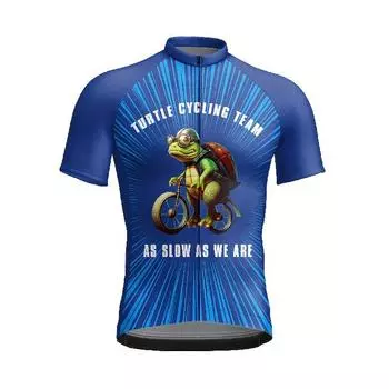 Summer Quick-Dry Breathable Cycling Jersey with 3D Turtle Print - Men s Polyester Short Sleeve Sports Jacket, Round Nec MTB and Road Biking UK 36