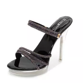 Summer refreshing women s high heels, sexy crystal transparent women s shoes, colored diamond fabric high heels women s sandals 35