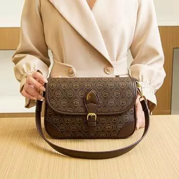 Summer Retro Baguette Bag, Middle-aged Lady s Bag, Light Luxury Classic Printed Underarm Bag, Single-shoulder Crossbody Bag