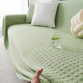 Summer Rhombus Cool Feeling Ice Silk Non-Slip Simple Machine Washable Anti-Scratching One-Piece Sofa Towel Universal Cover Towel 180*130CM