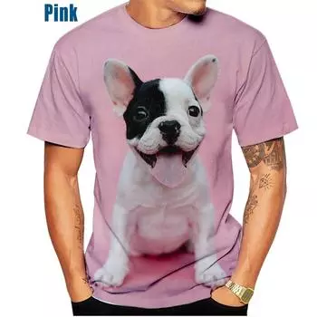 Summer Round Neck 3D Bulldog Printed Top Fashionable Casual Short Sleeved Men s T-shirts 6XL