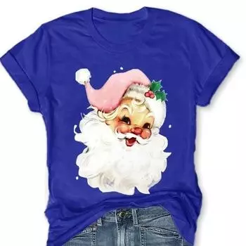 Summer Round Neck 3D Christmas Print Top Fashionable Casual Short Sleeved Women s T-shirts S