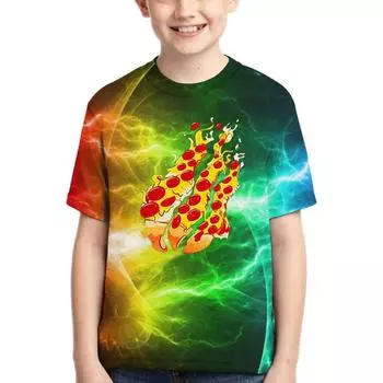 Summer Round Neck 3D colour printed Top Fashionable and Casual Short Sleeved Children s Boy T-shirts 110