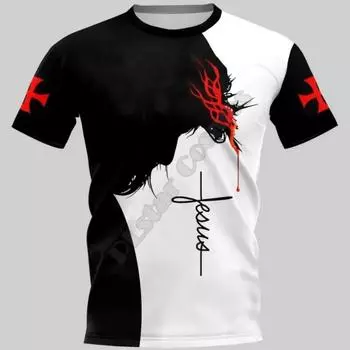 Summer Round Neck 3D Knights Templar Printed Top Fashionable Casual Short Sleeved Men s T-shirts S