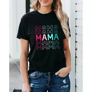 Summer Round Neck Printed Black Pure Cotton Loose Oversized Short Sleeved T-Shirts Women’s S