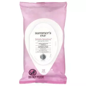 Summer s Eve, 5 очищающих салфеток в 1, Simply Sensitive, 32 салфетки