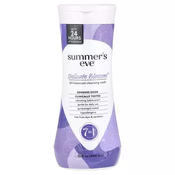 Summer s Eve, очищающее средство для умывания со сбалансированным pH 7 в 1™, Delicate Blossom®, 15 жидких унций (444 мл)