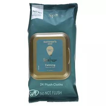 Summer s Eve, спа, успокаивающие очищающие салфетки, 24 мягкие салфетки