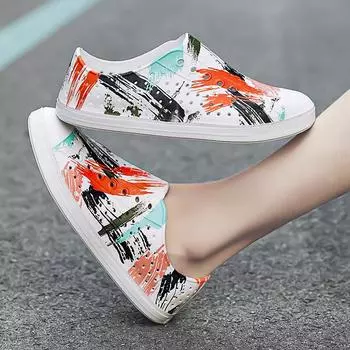Summer Sandals for Women Fashion Couple Graffiti Casual Flat Sport Sandalias Outdoor Beach Non-slip Breathable Shoes 2024 36