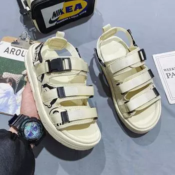 Summer sandals men s 2024 new shoes men s breathable slippers men s ins wear cool slippers non-slip beach shoes 39 чёрный