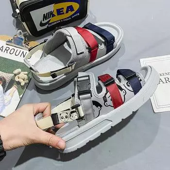 Summer sandals men s 2024 new shoes men s breathable slippers men s ins wear cool slippers non-slip beach shoes 39 чёрный