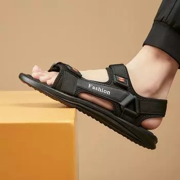 Летние сандалии мужские новые модные модные универсальные мужские пляжные туфли с мягкой подошвой для отдыха на открытом воздухе 39 чёрный