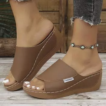 Summer Sandals Shoes Women Outdoor Women Shoe Slides Sandals For Women Wedge Shoes Woman Elegant Female Footwear Slippers Woman 36 светло-синий
