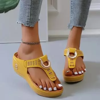 Summer Sandals Women New Open Toe Beach Shoes Flip Flops Wedges Comfortable Slippers Cute Sandals Plu Size 35~43 Chaussure Femme 35 розовый