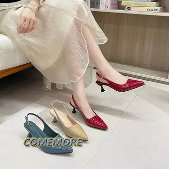 Summer Sandals Women‘s Pointed Toe Buckle Pumps Ladies Party Shoes Luxury Sandals High-heeled Women Designers Fashion Summer PU 35 хаки