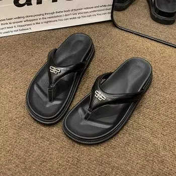 Summer seaside simple flip-flops one pedal fashionable beach shoes women wear flat slippers 35